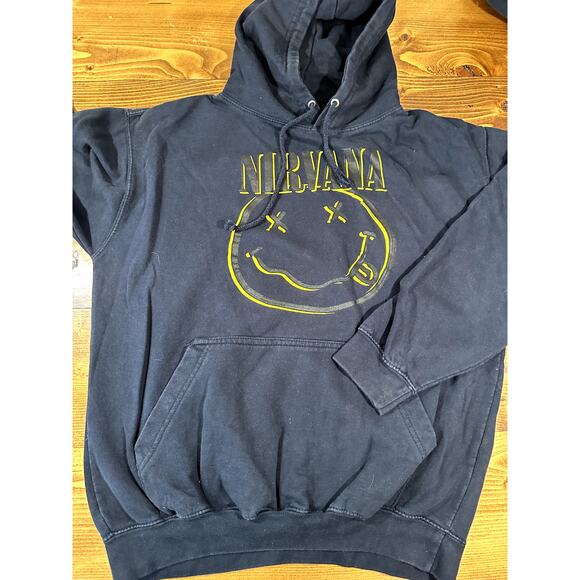 Nirvana 90's Grunge Rock Black Hoodie Medium y2k Sweatshirt - Picture 2 of 5